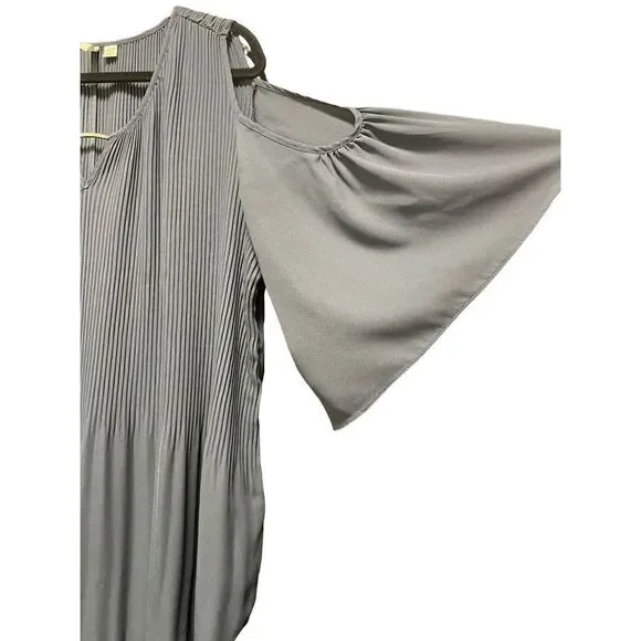 Cato grey cold shoulder lampshade pleated blouse high low - Picture 4 of 6